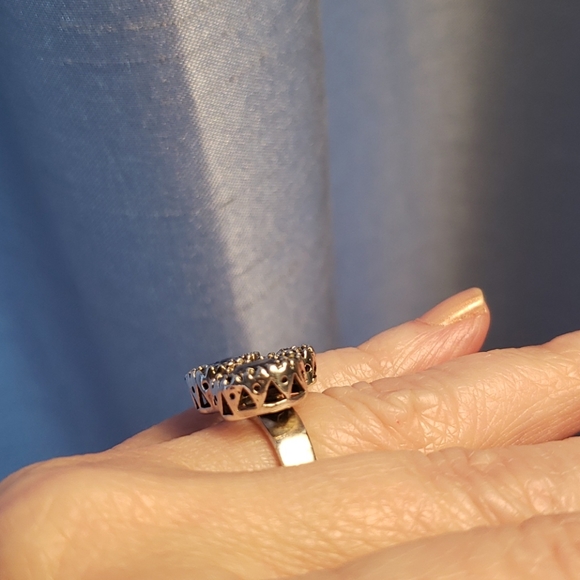 Sterling 925 Silver blue topaz and marcasite ring - Picture 3 of 6